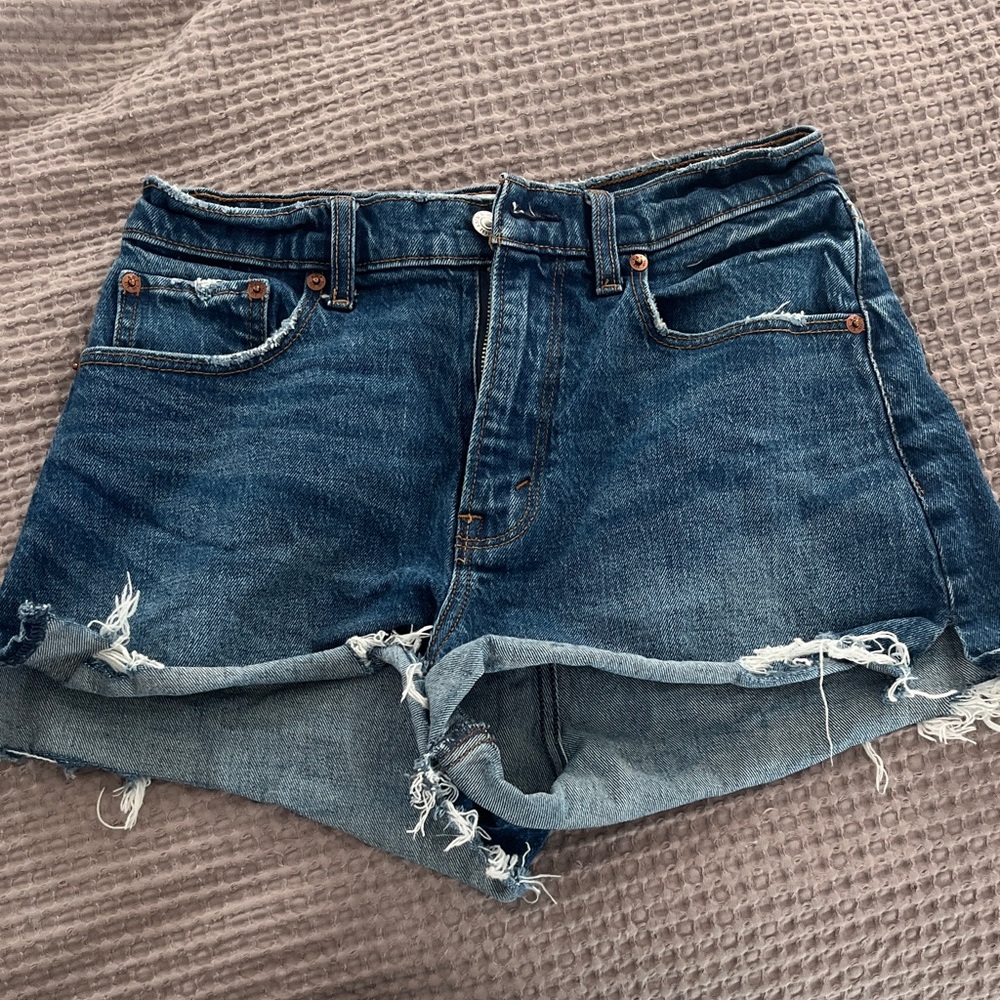 Abercrombie and Fitch Denim Shorts in Dark Blue